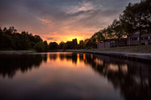 Zonsopkomst langs de Leie te Menen